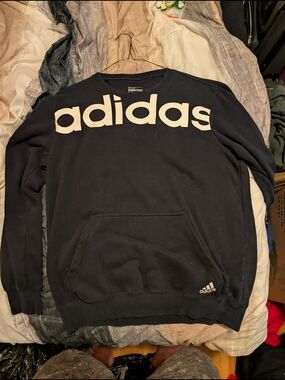 adidas Black Crewneck Sweatshirt with White Logo